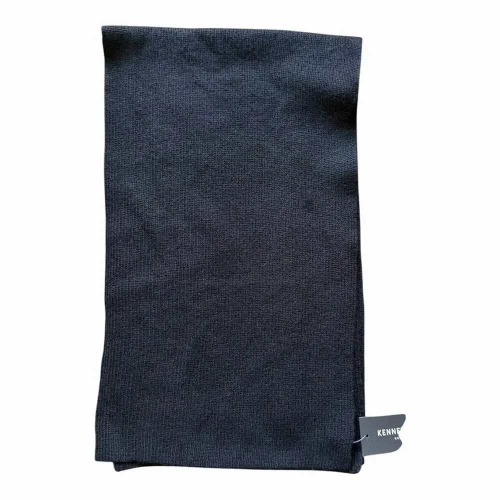 Kenneth Cole New York Black Wool Cashmere Scarf Men’s NWT Soft Knit Winter